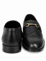 PEER-LOAFER-4502-BUCKEL-SEMI-CROC-BROGUE-GENUINE LEATHER-BLACK - Image 5