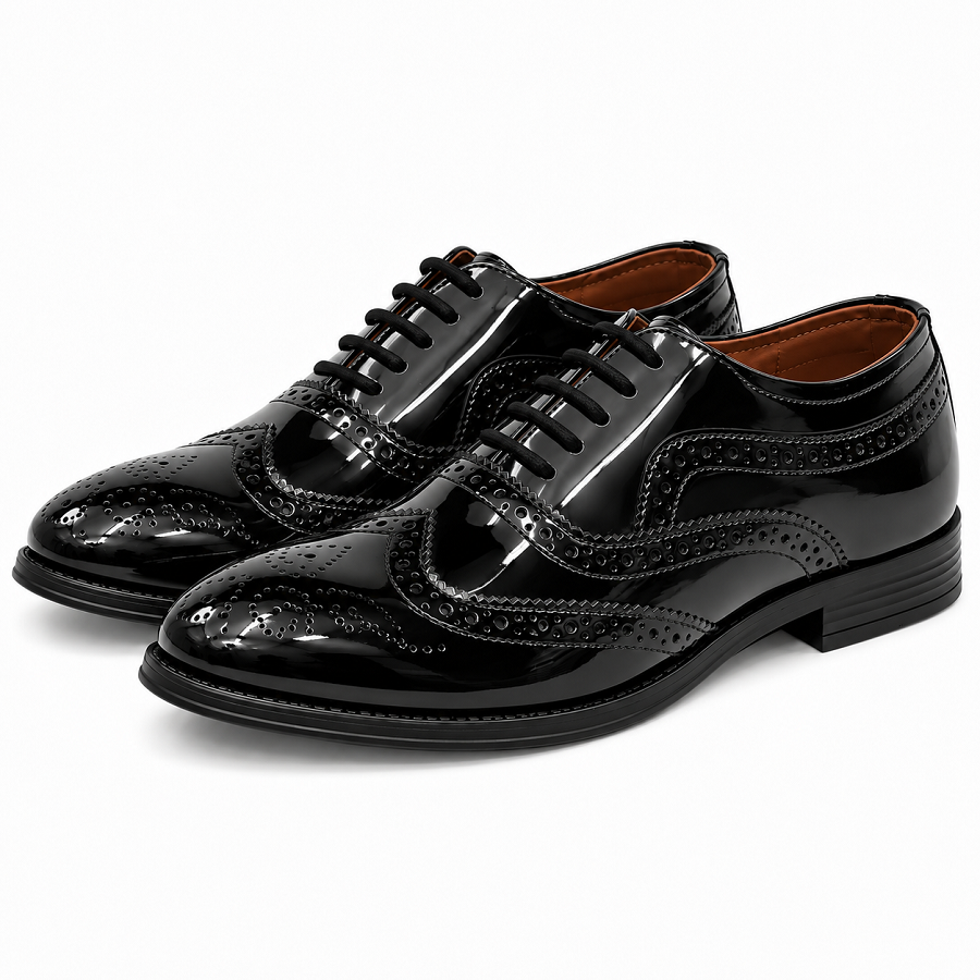 eeb33242-aa4f-4cfa-a199-75a9cb8f8bf1 PEER-LACEUPS-AZ01-OXFORD-PATENT-GENUINE LEATHER-BROWN - Image 1