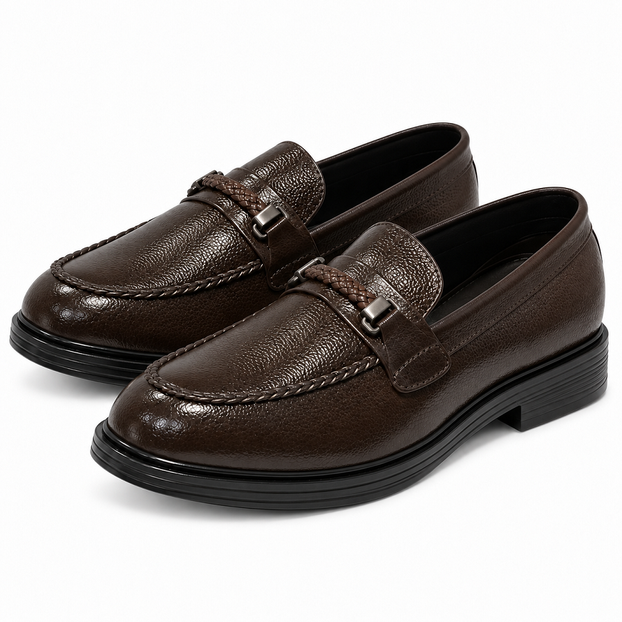 aeb33e13-92d7-42c5-be0f-cf5386825c81 PEER-LOAFER-104-GUT-BUCKEL-GENUINE LEATHER-D-BROWN - Image 1