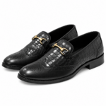 PEER-LOAFER-4502-BUCKEL-SEMI-CROC-BROGUE-GENUINE LEATHER-BLACK