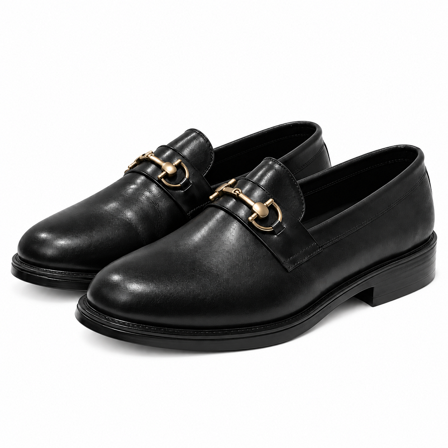 57831548-a3d0-4d4d-b770-7014ed55b869 PEER-LOAFER-104-P-BUCKEL-GENUINE LEATHER-BLACK - Image 1