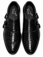 PEER-LOAFER-4917-D-MONK-BUCKEL-FULL-CROCODILE-GENUINE LEATHER-BLACK - Image 4