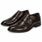 PEER-LOAFER-4917-D-MONK-BUCKEL-F-CROC-GENUINE LEATHER-DARK BROWN