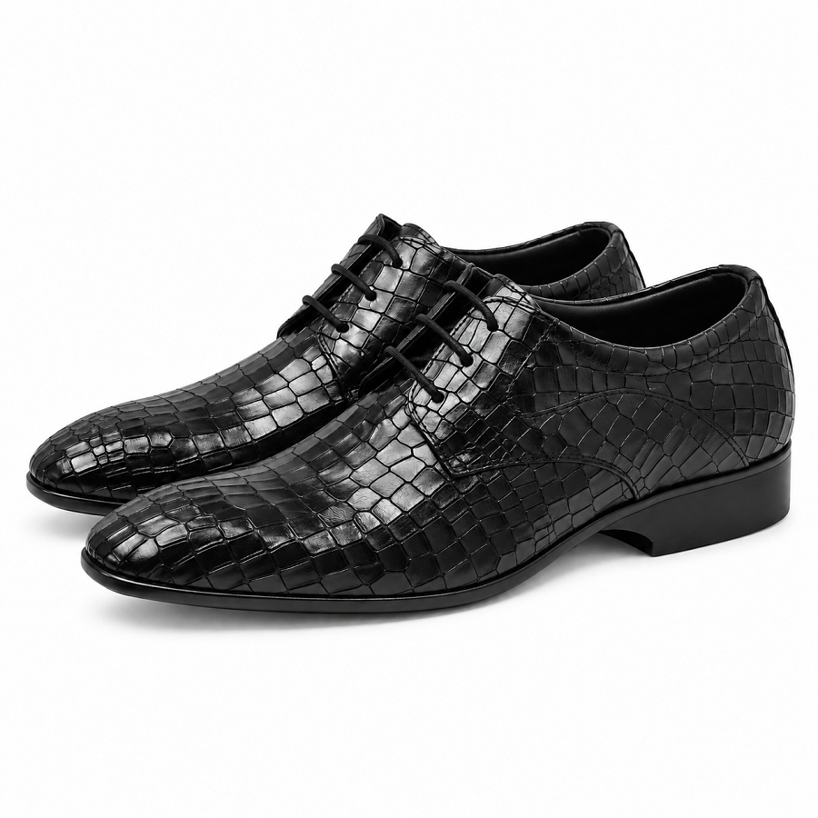 4e0188e7-2812-4b00-883d-246e90343231 PEER-LACEUPS-2602-DERBY-F-CROC-GENUINELEATHER-BLACK - Image 1