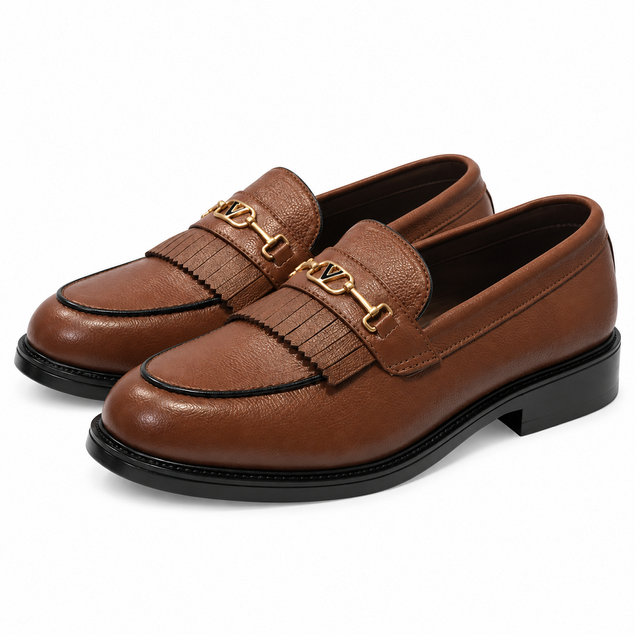 fa53af05-cba3-45cb-91f2-7818b77ab656 PEER-LOAFER-111-BUCKEL-FRILL-GENUINE-LEATHER-TAN - Image 1