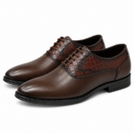 PEER-LACEUPS-1301-OXFORD-SEMI-CROC-MATCHING-GENUINE-LEATHER-BROWN