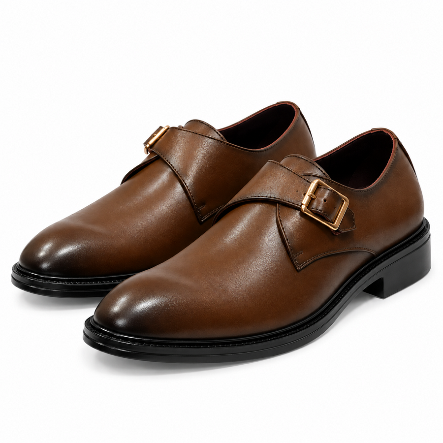 8294a95f-50a3-45ca-bee9-c793c10557ab PEER-LOAFER-MONK-1605-BUCKEL-GENUINE LEATHER-BROWN - Image 1