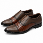 PEER-LACEUPS-4895-OXFORD-SEMI-CROC-MATCHING-GENUINE LEATHER-BROWN