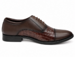 PEER-LACEUPS-4895-OXFORD-SEMI-CROC-MATCHING-GENUINE LEATHER-BROWN - Image 3