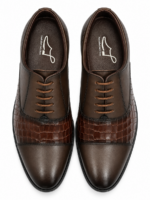 PEER-LACEUPS-4895-OXFORD-SEMI-CROC-MATCHING-GENUINE LEATHER-BROWN - Image 4