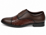 PEER-LACEUPS-4895-OXFORD-SEMI-CROC-MATCHING-GENUINE LEATHER-BROWN - Image 2