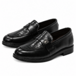 PEER-LOAFER-103-HALF-CROC-SIDE-BUCKEL-GENUINE LEATHER-BLACK