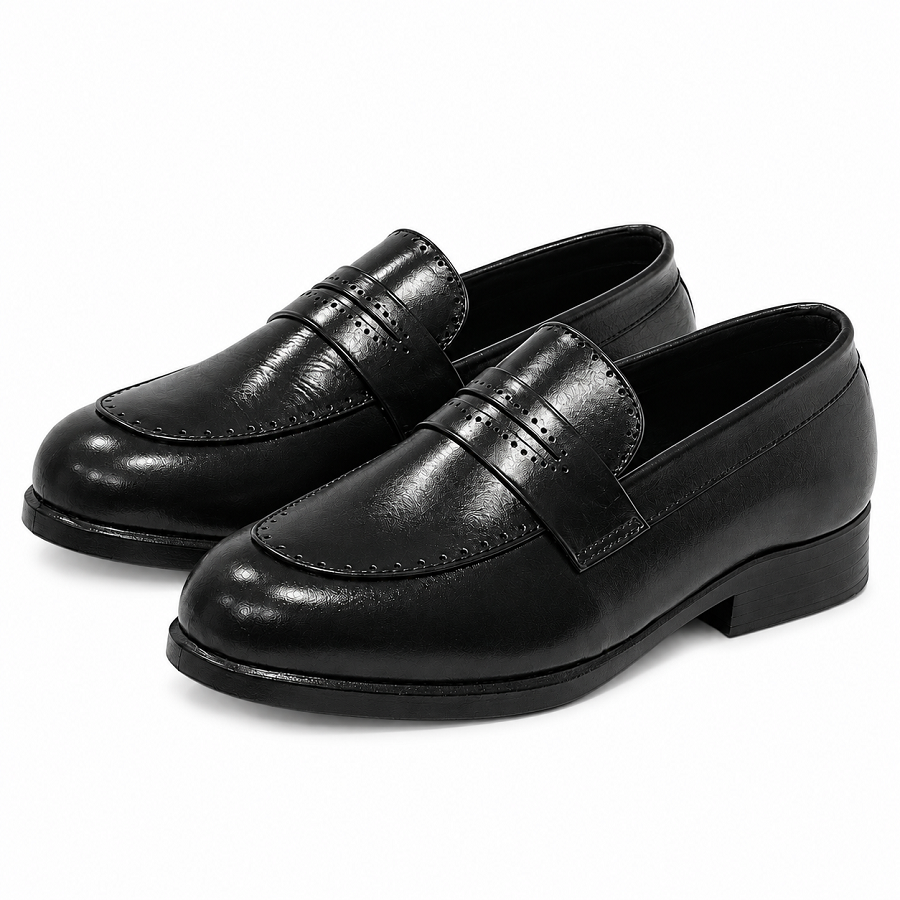 78752b37-e2d6-430b-97ee-02a7c20ae1cc PEER-LOAFER-103-PUNCH-GENUINE LEATHER-BLACK - Image 1