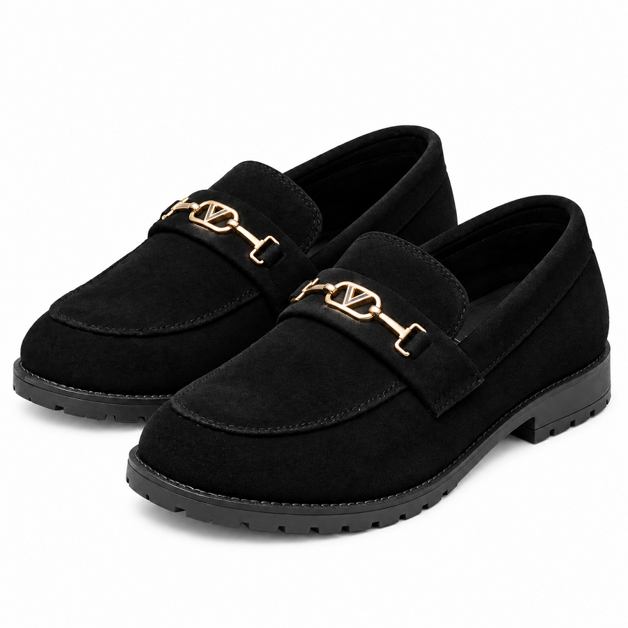 ecd39c1d-6cd4-49de-9a79-77268950e4a9 PEER-LOAFER-1820-BUCKEL-FULL-SUEDE-GENUINE LEATHER-BLACK - Image 1