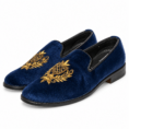 PEER-LOAFER-2523-EMBRIODERY-VELVET-BLUE