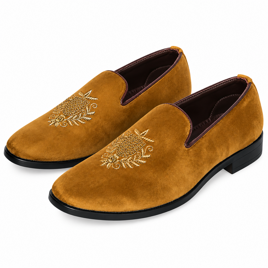 f13377eb-a169-4880-99cc-1c9564d6480b PEER-LOAFER-2523-EMBRIODERY-VELVET-TAN - Image 1