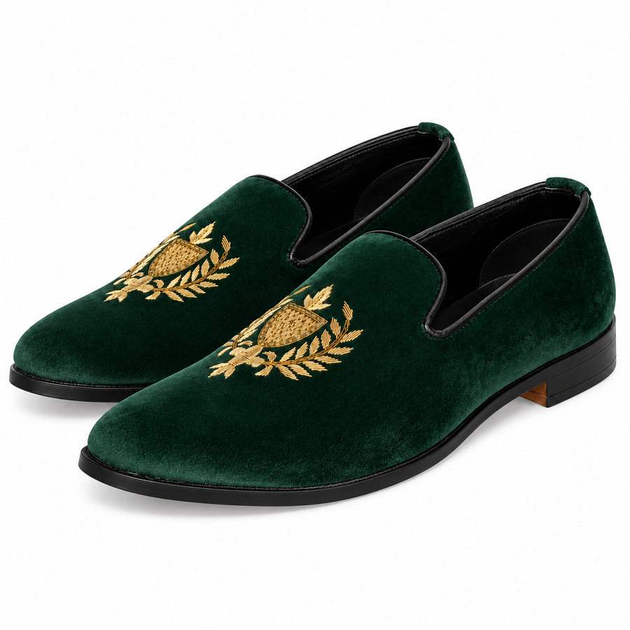 a12ee6c6-6b19-4f8a-85b2-1c0717c23fec PEER-LOAFER-2523-EMBRIODERY-VELVET-GREEN - Image 1