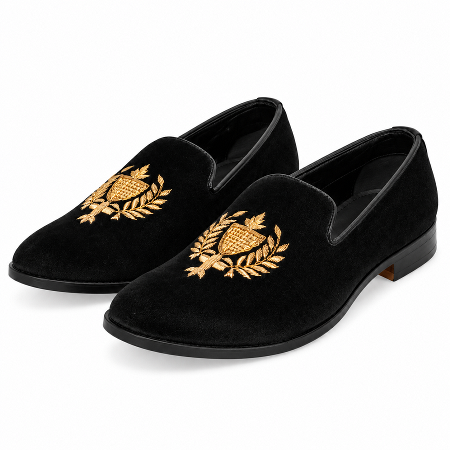 577a840e-3bd7-442a-a7d7-6e6a7b749078 PEER-LOAFER-2523-EMBRIODERY-VELVET-BLACK - Image 1